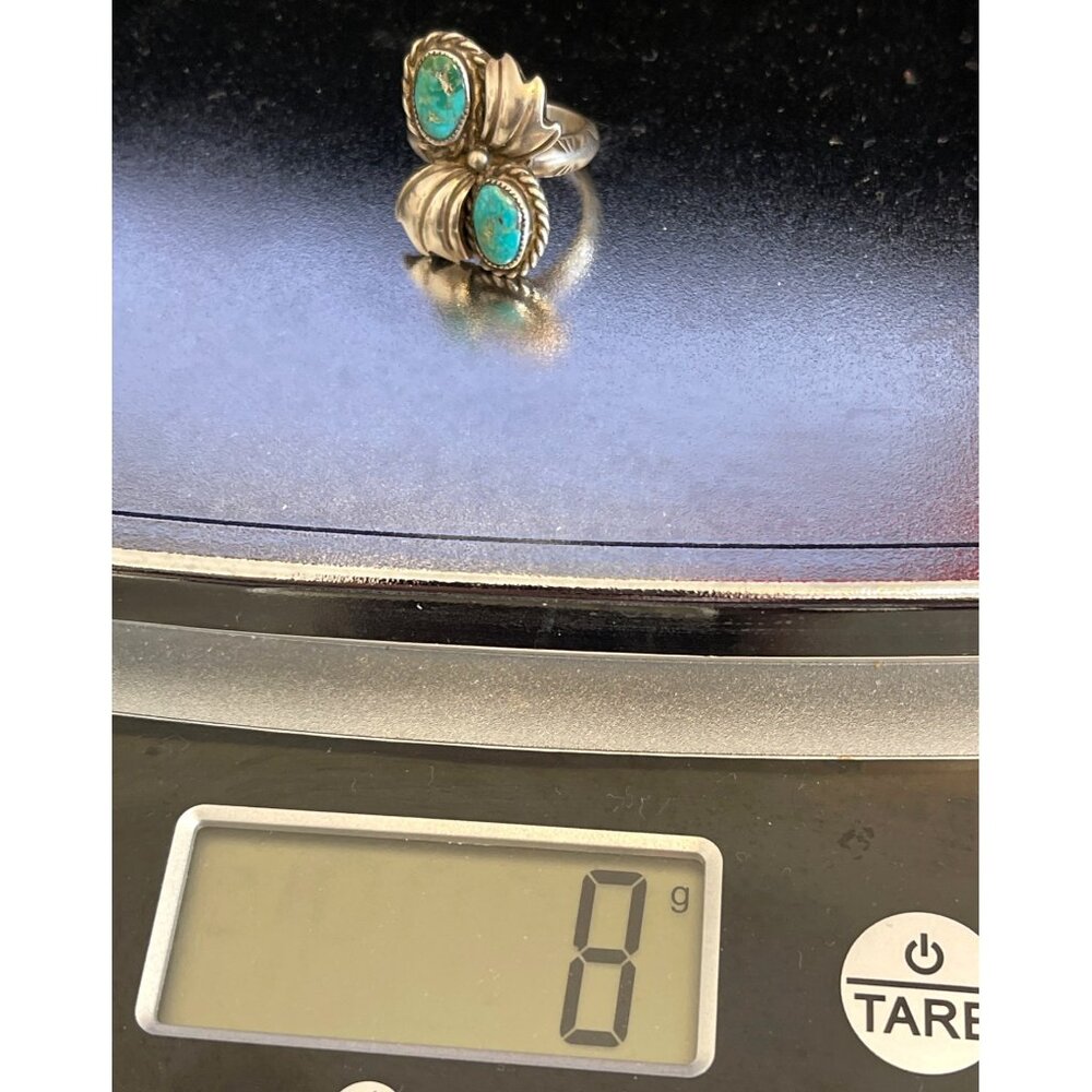 Sterling Silver Turquoise Native American Navajo Ring Size 6.75 Signed ES 8g VTG - Picture 5 of 15